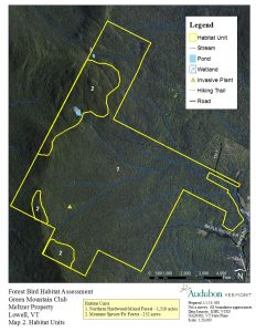 Audubon Vermont Forest Bird Habitat Assessment map