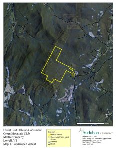 Audubon Vermont Forest Bird Habitat Assessment landscape map